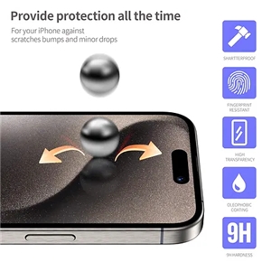 گلس فول BLUEO 3D Curved Full Glue Edge HD مناسب برای Apple iPhone 15 Pro