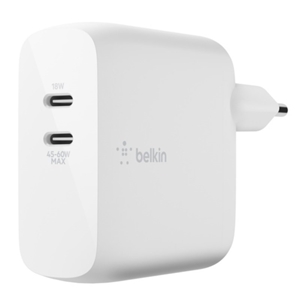 شارژر دیواری شارژ سریع USB-C دوپورت 68 وات بلکین مدل WCH003vfWH