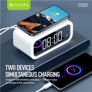 ساعت رومیزی هوشمند و شارژر وایرلس باوین Bavin PC1065S Wireless Charging Clock