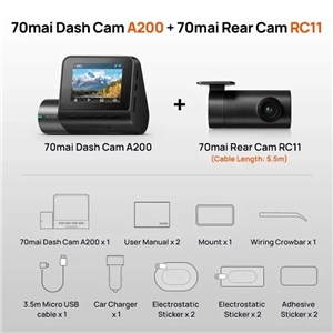 دوربین خودروی شیائومی مدل Xiaomi 70mai A200 Set به همراه دوربین عقب