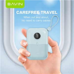 پاوربانک 10000 باوین Bavin PC1089S توان 22.5 وات همراه با کابل متصل