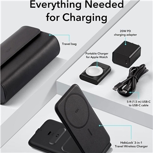 ست وایرلس شارژر مسافرتی ESR HaloLock™ 3-in-1 Travel Wireless Charging Set