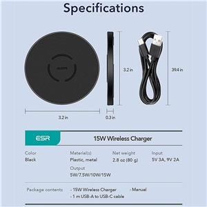 شارژر وایرلس 15 وات ESR 15W Fast Wireless Charging Pad