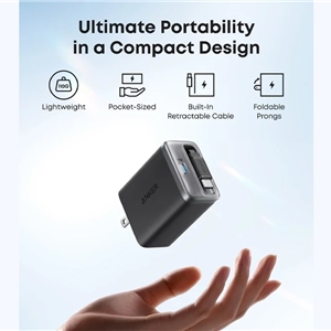 اداپتور 35 وات انکر مدل Anker Nano Charger (35W, Built-In Retractable USB-C Cable) A2658