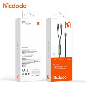 کابل شارژ 100 واتی تایپ سی به لایتنینگ+تایپ سی مک دودو مدل MCDODO CA-878 طول 120 سانتیمتر